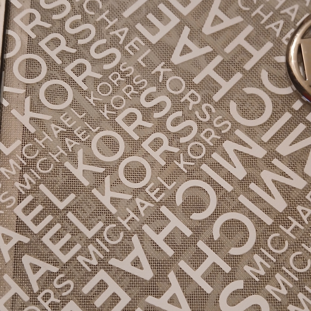 Michael Kors Logo Tote Beige Cream Semi-Translucent MK Signature Large Shoulder - Picture 3 of 13